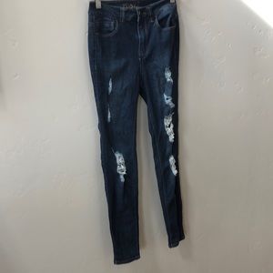 Jeans size 0 ripped distressed blue skinny jeans